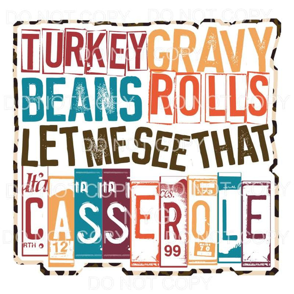 Turkey Gravy Casserole Sublimation transfers - Heat Transfer