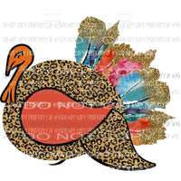 Turkey leopard with watercolor feathers Sublimation transfers Heat Transfer