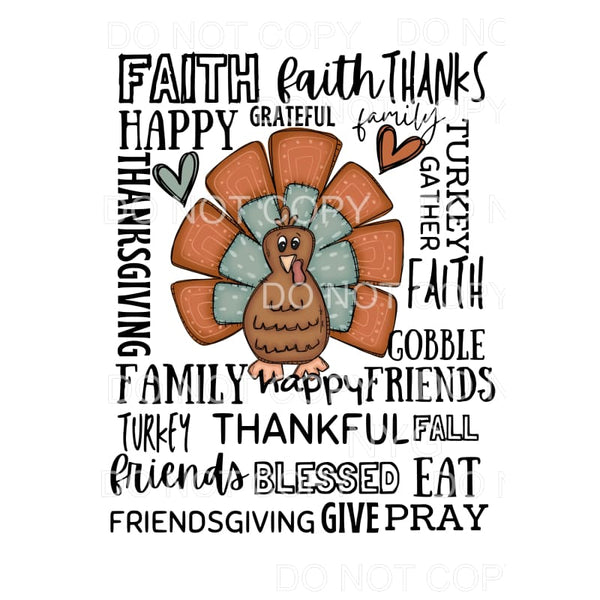 Turkey Thanksgiving # 7240 Sublimation transfers - Heat 