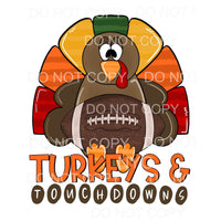 Turkeys & Touchdowns Orange Yellow Red Brown Football #1579 