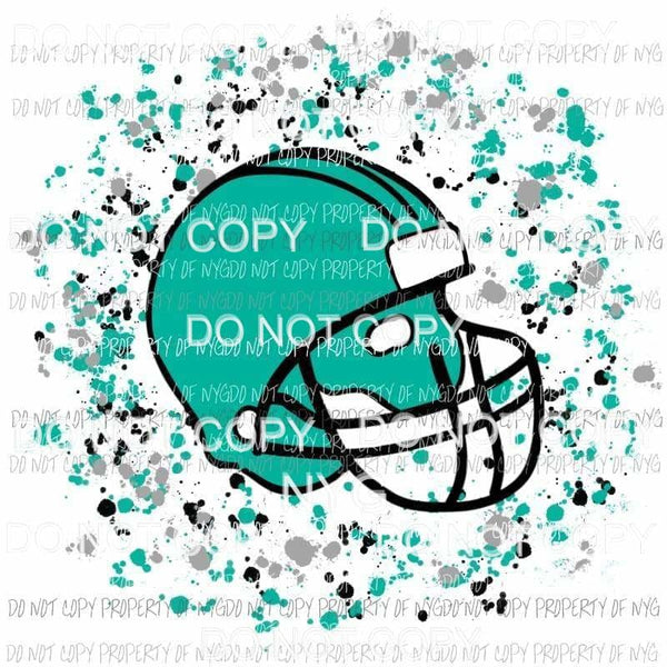 Turquoise football helmet Sublimation transfers Heat Transfer