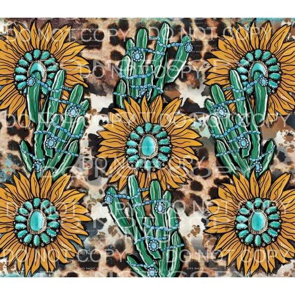 Turquoise Gemstone Cactus Sunflower Leopard Sheet 