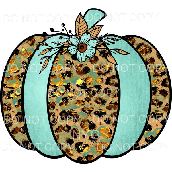 Turquoise Leopard Pumpkin Flower #127 Sublimation transfers 