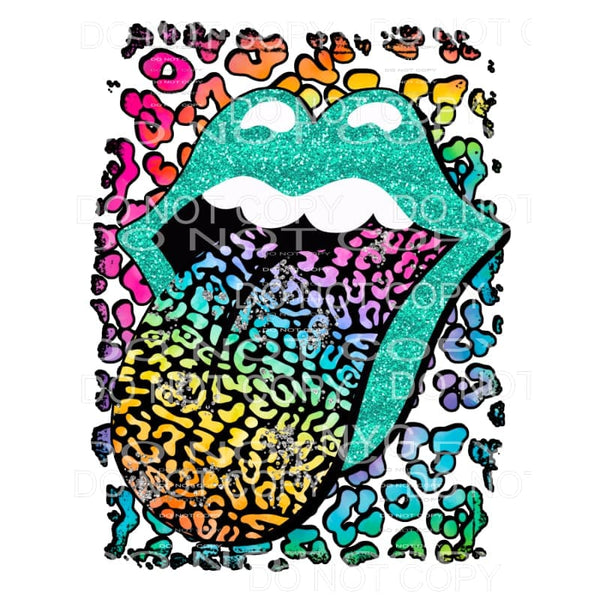 Turquoise Lips Bright Colors Leopard Sublimation transfers -