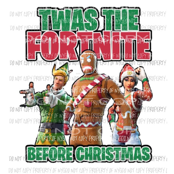 Twas the Fortnite before Christmas 3 Fortnite Sublimation transfers Heat Transfer
