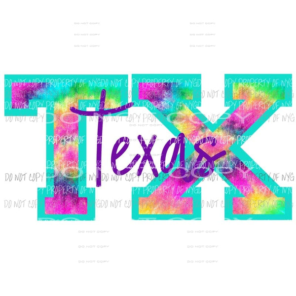 TX Tie Dye Texas Sublimation transfers Heat Transfer