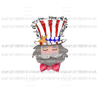 Uncle Sam Hand Drawn Sublimation transfers usa 4th of july america memorial labor day Heat Transfer