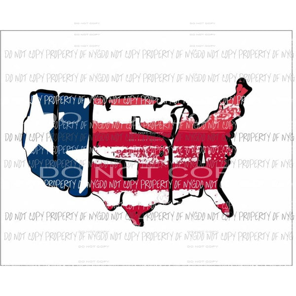 USA # 2 red white blue united states of america shape Sublimation transfers Heat Transfer