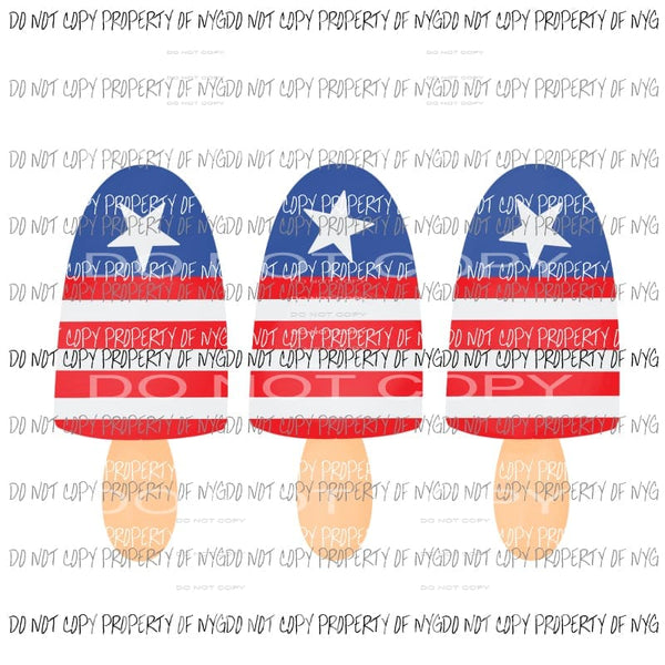 USA Flag Ice Cream Trio Sublimation transfers Heat Transfer