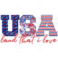 USA Land that I love america Sublimation transfers Heat Transfer