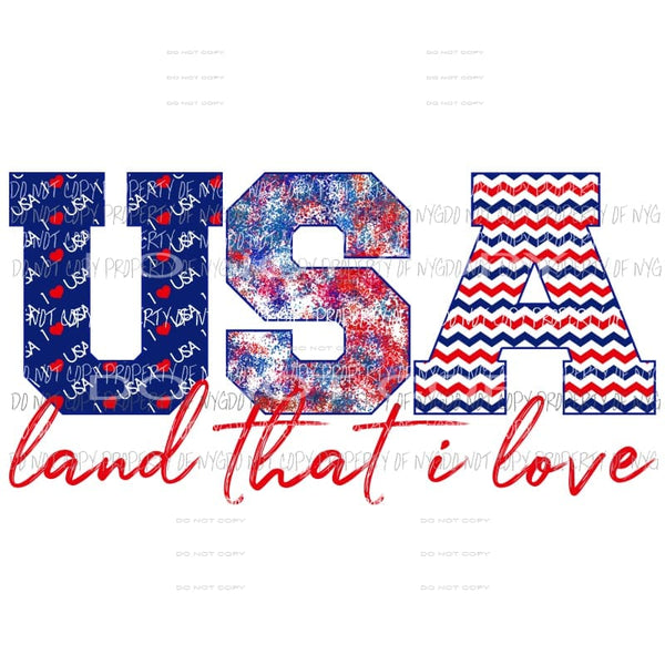 USA Land that I love america Sublimation transfers Heat Transfer