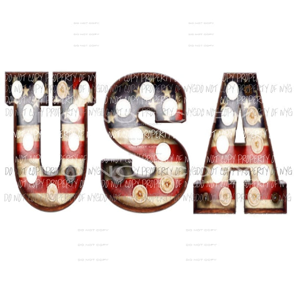 USA Marquee Flag Letters Sublimation transfers Heat Transfer