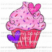 Valentine Cupcake sprinkles pink purple heart Sublimation transfers Heat Transfer