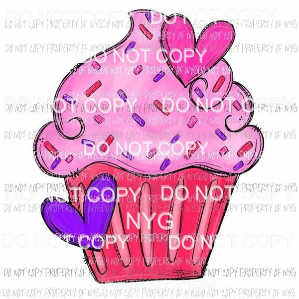 Valentine Cupcake sprinkles pink purple heart Sublimation transfers Heat Transfer