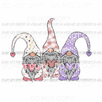 Valentines Gnomes #6 pink purple Sublimation transfers Heat Transfer