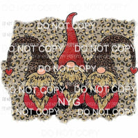 Valentines Gnomes #7 leopard Sublimation transfers Heat Transfer