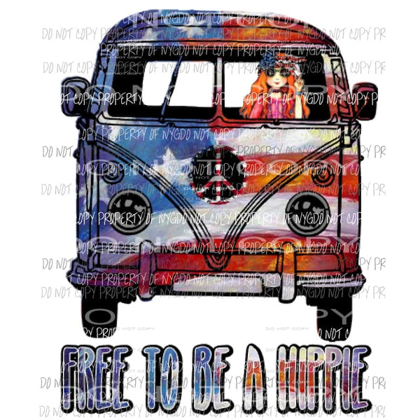 VB Van Free to be a hippie Sublimation transfers usa 4th of july america memorial labor day Heat Transfer