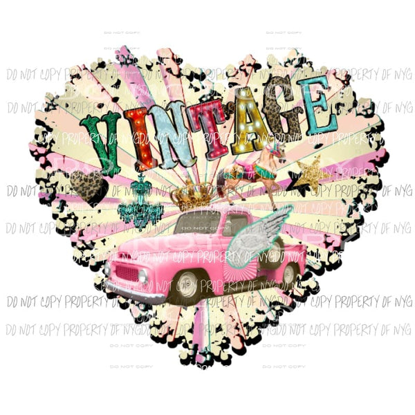 Vintage heart pink sublimation transfer Heat Transfer