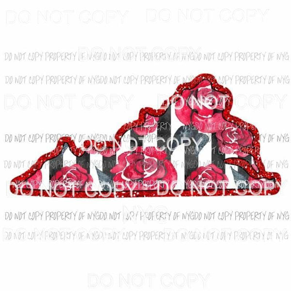 Virginia red floral stripes Sublimation transfers Heat Transfer