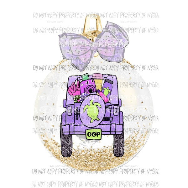 VSCO girl Jeep ornament bow purple turtles Sublimation transfers Heat Transfer