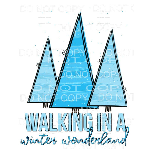 Walking In A Winter Wonderland Blue Stripe Christmas Trees 