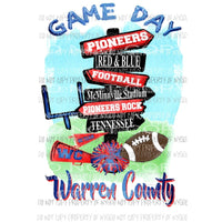 Warren County Custom Game Day Sublimation transfers Heat Transfer