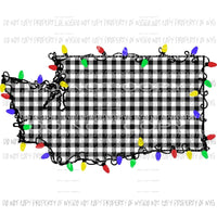 Washington State Christmas lights black buffalo plaid # 2 Sublimation transfers Heat Transfer