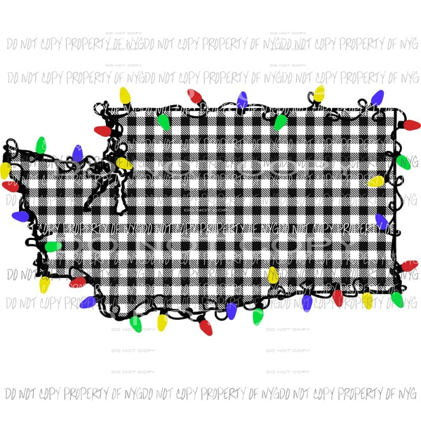 Washington State Christmas lights black buffalo plaid # 2 Sublimation transfers Heat Transfer