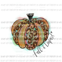 Watercolor Pumpkin Fall & Leopard Sublimation transfers Heat Transfer