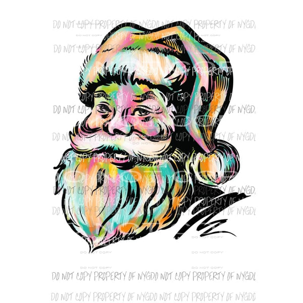 Watercolor Santa Sublimation transfers Heat Transfer