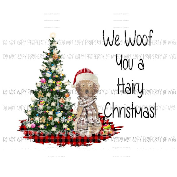 We woof you a Hairy Christmas HAT Golden doodle merry christmas dog Sublimation transfers Heat Transfer