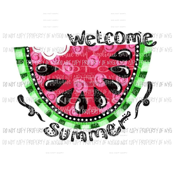 Welcome Summer watermelon Sublimation transfers Heat Transfer