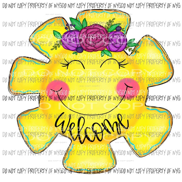 Welcome Sunshine Flower Crown Sublimation transfers Heat Transfer