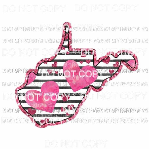 West Virginia pink hearts black stripes Sublimation transfers Heat Transfer