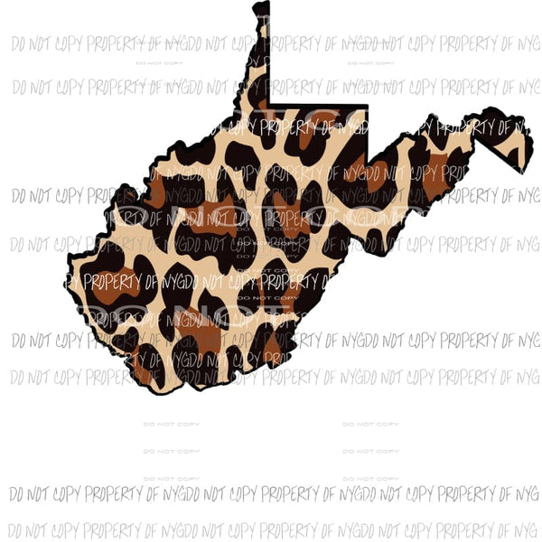 West Virginia state outline leopard print Sublimation transfers Heat Transfer