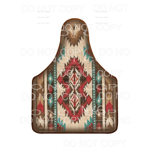 Western Aztec Print Cow Tag #2068 Sublimation transfers - 