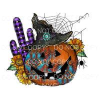 Western Pumpkin Jack O Lanternn Witch Hat Purple Plaid 