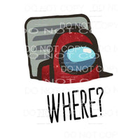 Where Among Us Red Sublimation transfers - Heat Transfer