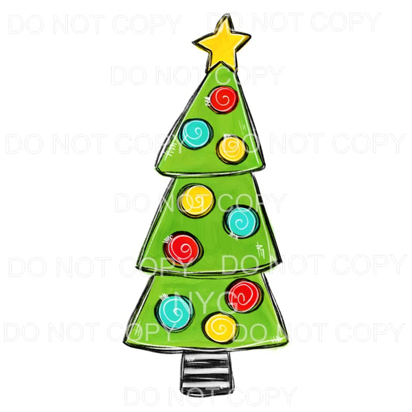 Whimsical Christmas Tree Colorful #76 Sublimation transfers 