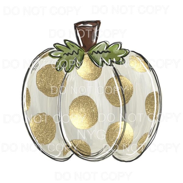 White Gold Polka Dot Pumpkin #828 Sublimation transfers - 