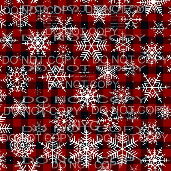 White Snowflake Red Plaid Sheet Sublimation transfers - Heat
