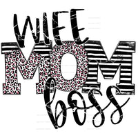 wife mom boss #6320 Sublimation transfers - Heat Transfer