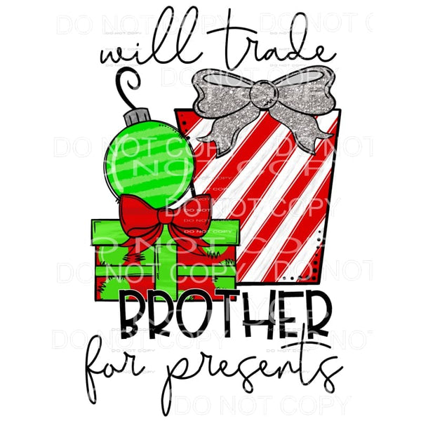 Will Trade Brother For Presents Red Green Stripes Polka Dots