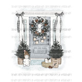 Winter Scene front door wreath bows Sublimation transfers Heat Transfer