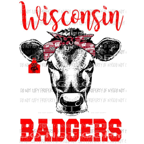 Wisconsin Badgers cow Sublimation transfers Heat Transfer