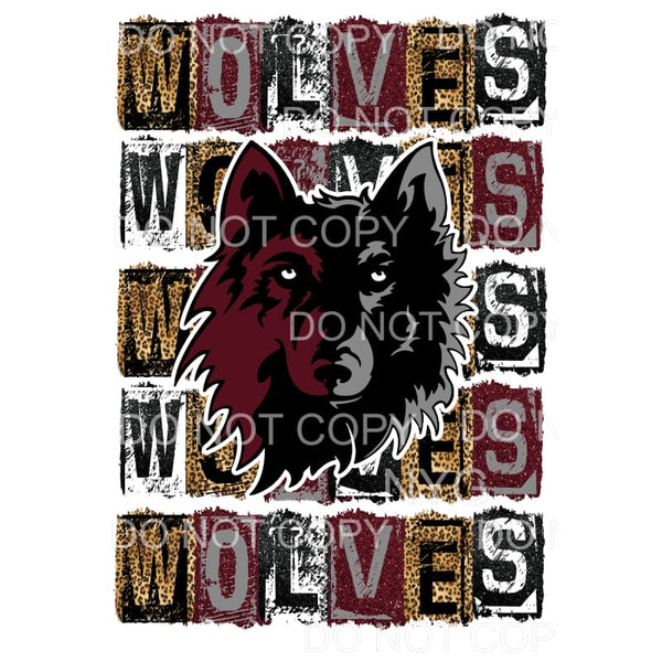 WOLVES MAROON BLACK BLOCK # 278 Sublimation transfers - Heat