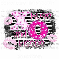 XO Hugs and Kisses pink lips black stripes Sublimation transfers Heat Transfer