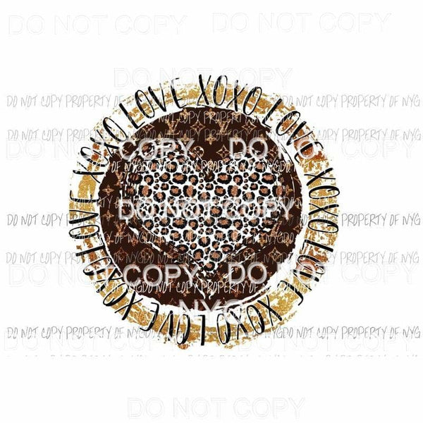 XOXO Love #1 heart brown leopard Sublimation transfers Heat Transfer