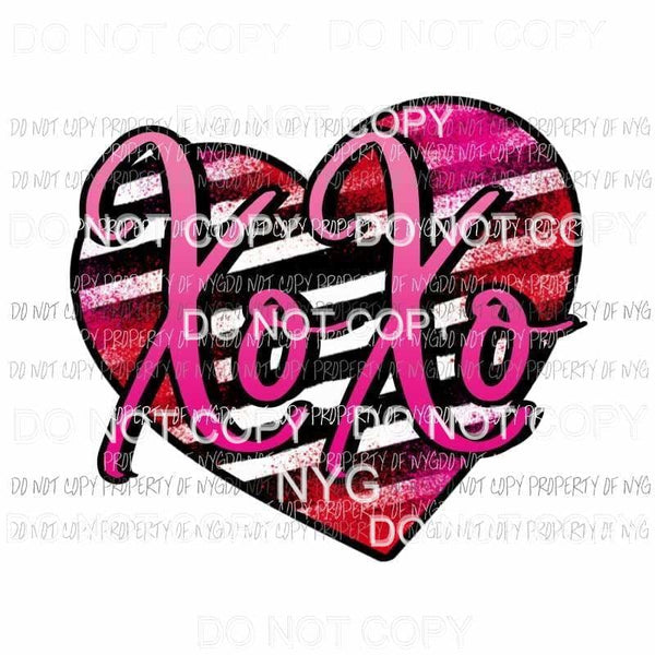 XOXO striped heart red pink Sublimation transfers Heat Transfer
