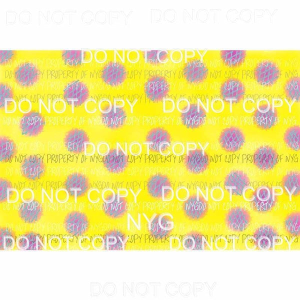 Yellow Background Purple Polka Dots Sheet Sublimation transfers 13 x 9 inches Heat Transfer
